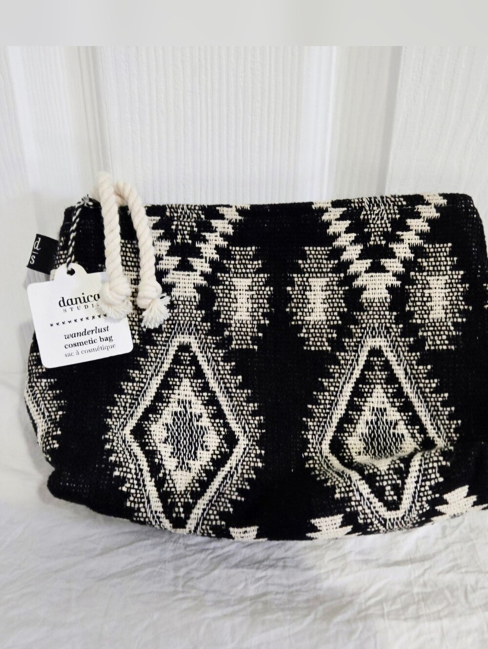 Danica Studio Wanderlust Cosmetic Bag NWT Woven Boho Aztec Zip Pouch